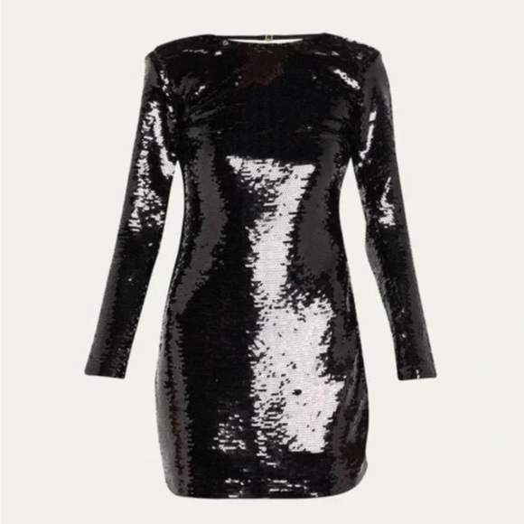 Frame Black Sequin Open Back Bodycon Mini Dress - Picture 2 of 12